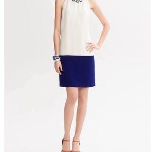 Banana Republic Halter dress size 2P color block cream with blue.
